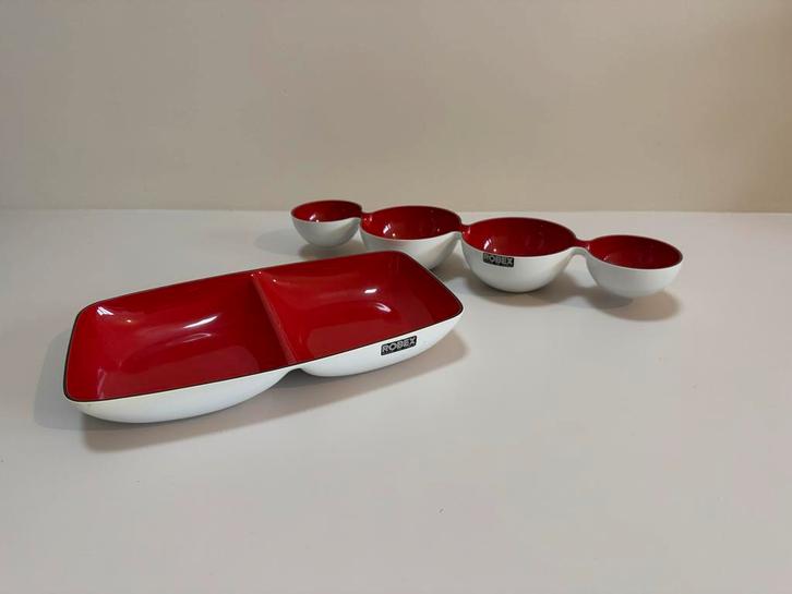 Vintage Robex Party Schalen Set - Rood/Wit, Antiek en Kunst, Antiek | Schalen, Ophalen of Verzenden