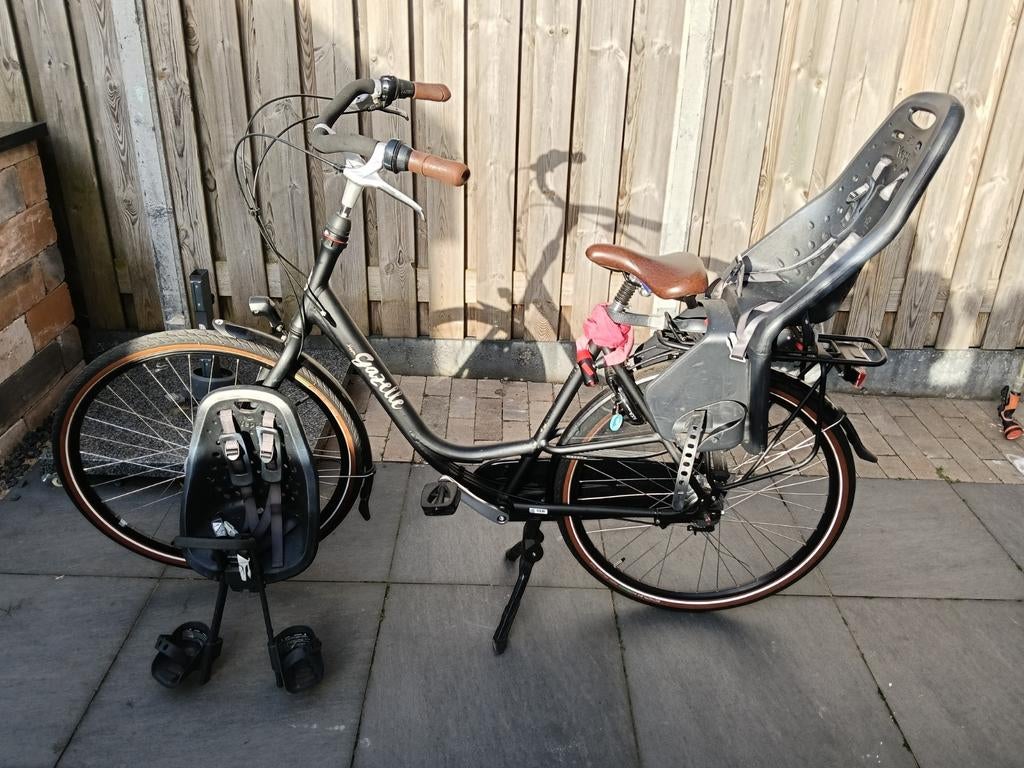 Gazelle Bloom mamafiets met 2 Yepp kinderstoeltje, Fietsen en Brommers, Fietsen | Dames | Moederfietsen, Gebruikt, Gazelle, 2 zitjes