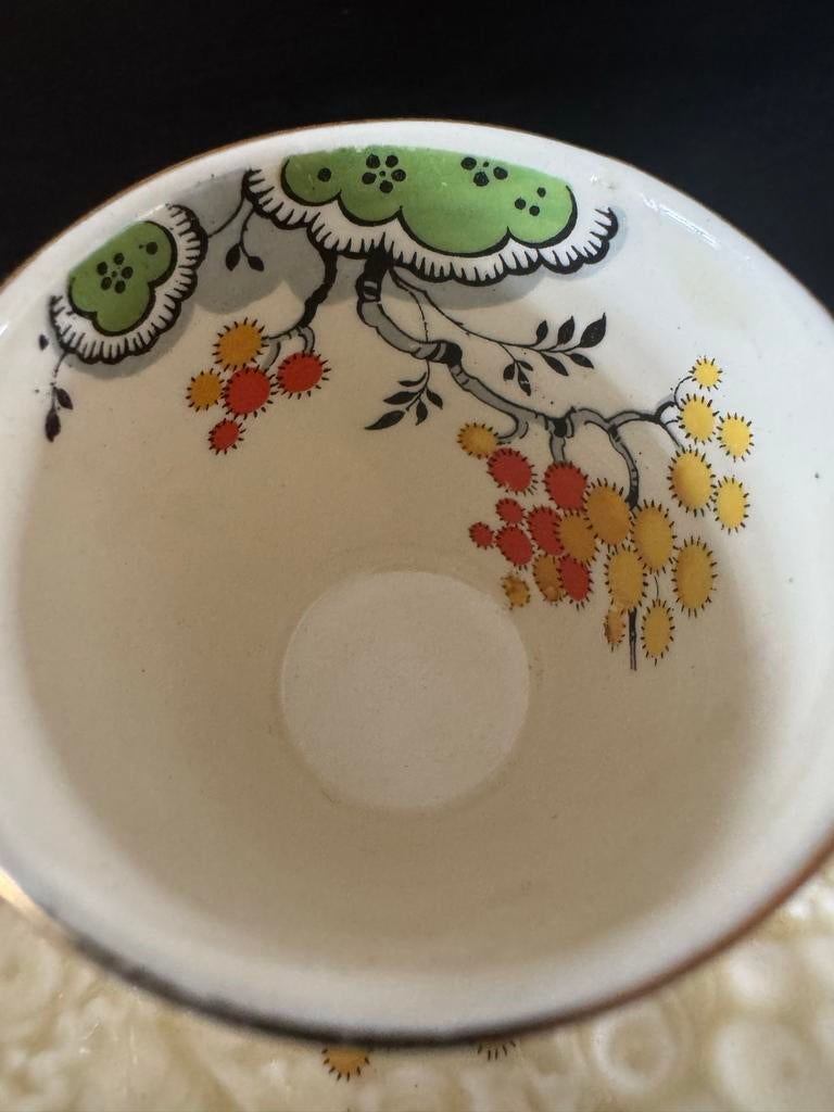 3 vintage porseleinen Kop en schotel CROWN FLORENTINE MOMASA, Antiek en Kunst, Antiek | Servies los, Verzenden