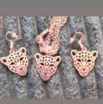 Ketting en oorbellen tijger, Verzenden, Nieuw, Zilver, Met hanger