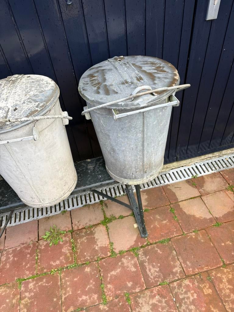 Vuilnisbakken 3st van zink vintage, Tuin en Terras, Ophalen of Verzenden, Zo goed als nieuw