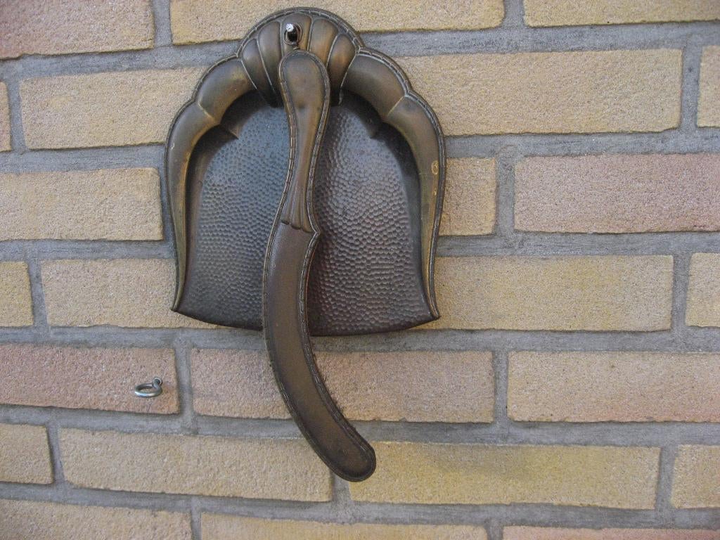 oud sier stof blik met borstel, Ophalen, Koper