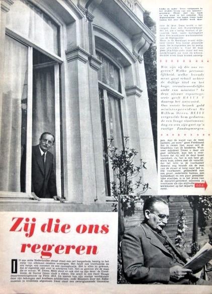 Artikel over minister Dr. Willem Drees 1953 politiek, Verzamelen, Tijdschriften, Kranten en Knipsels, Ophalen of Verzenden, 1940 tot 1960