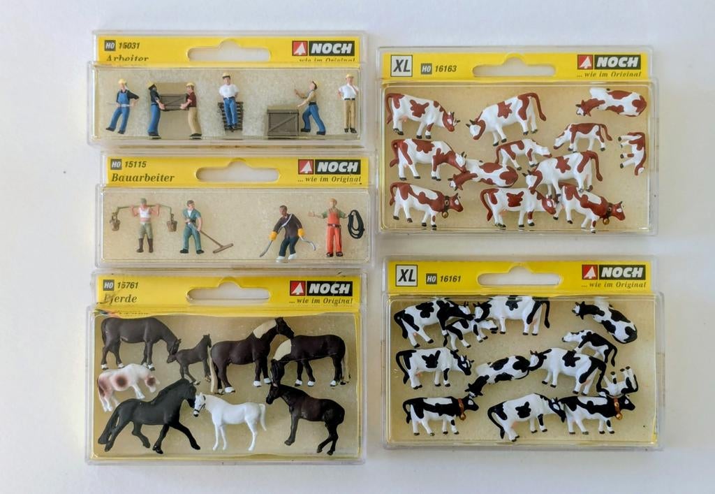 Noch H0 Figuren - Koeien, Paarden en bouwvakkers, Hobby en Vrije tijd, Modeltreinen | H0, Overige merken, Gelijkstroom of Wisselstroom