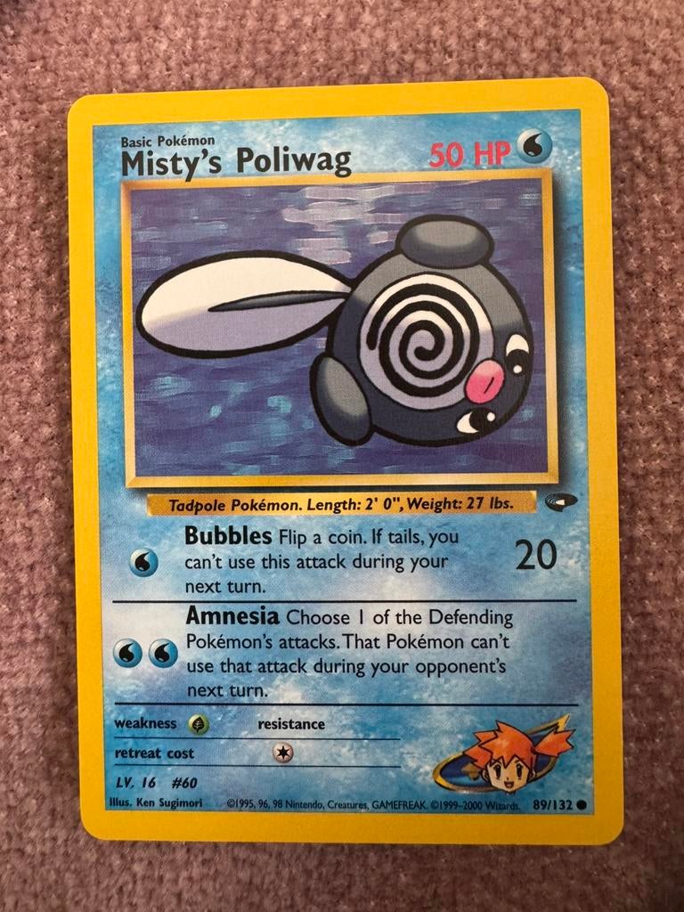 Misty’s Poliwag 89/132 Gym Challange pokemon kaart, Ophalen of Verzenden, Zo goed als nieuw