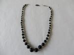 Antiek Zwarte ronde kralen ketting jaren 40, Ophalen of Verzenden, Overige materialen, Ketting