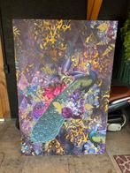 Canvas schilderij 120x180 cm, wanddecoratie, pauw, paars, Ophalen