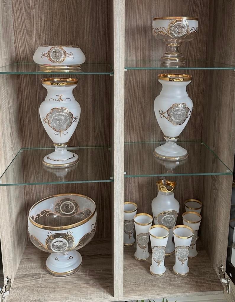 VERSACE Vazen, servies, karaf en glazen verguld met goud, Ophalen, VERSACE, Nieuw, 50 tot 100 cm