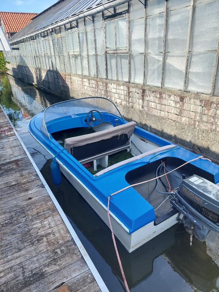 Toerbootje met 15pk, Watersport en Boten, Vis- en Consoleboten, Ophalen, 10 tot 30 pk, Gebruikt, 3 tot 6 meter