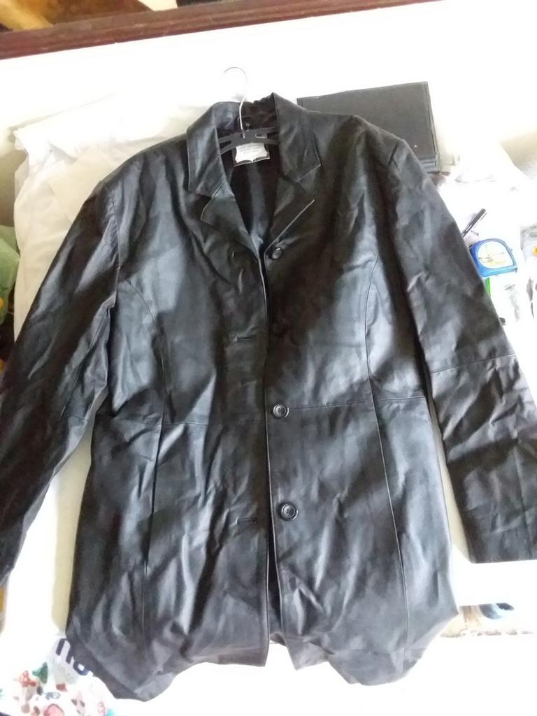 Lange Vintage Herenjas 48 leder leer 3/4 jas gevoerd Nieuwst, Kleding | Heren, Jassen | Winter, Ophalen of Verzenden, Maat 48/50 (M)