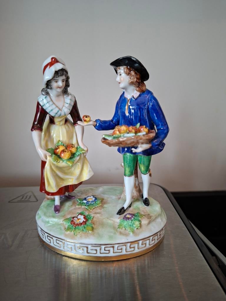 Volkstedt Saksisch Porseleinen Beeld - Romantisch Tafereel, Ophalen of Verzenden