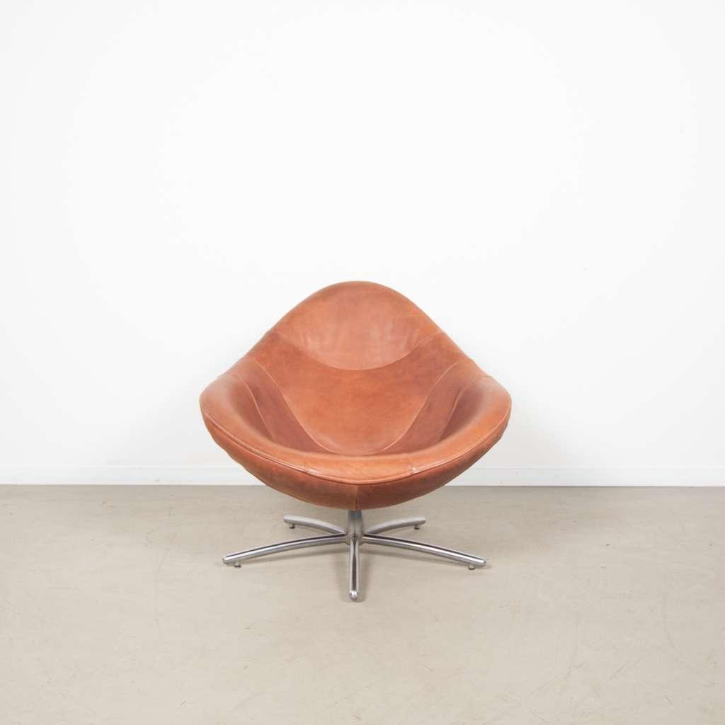 1x Label Hidde Fauteuil Cognac Leer, Niet ingevuld, Niet ingevuld, 75 tot 100 cm, Zo goed als nieuw