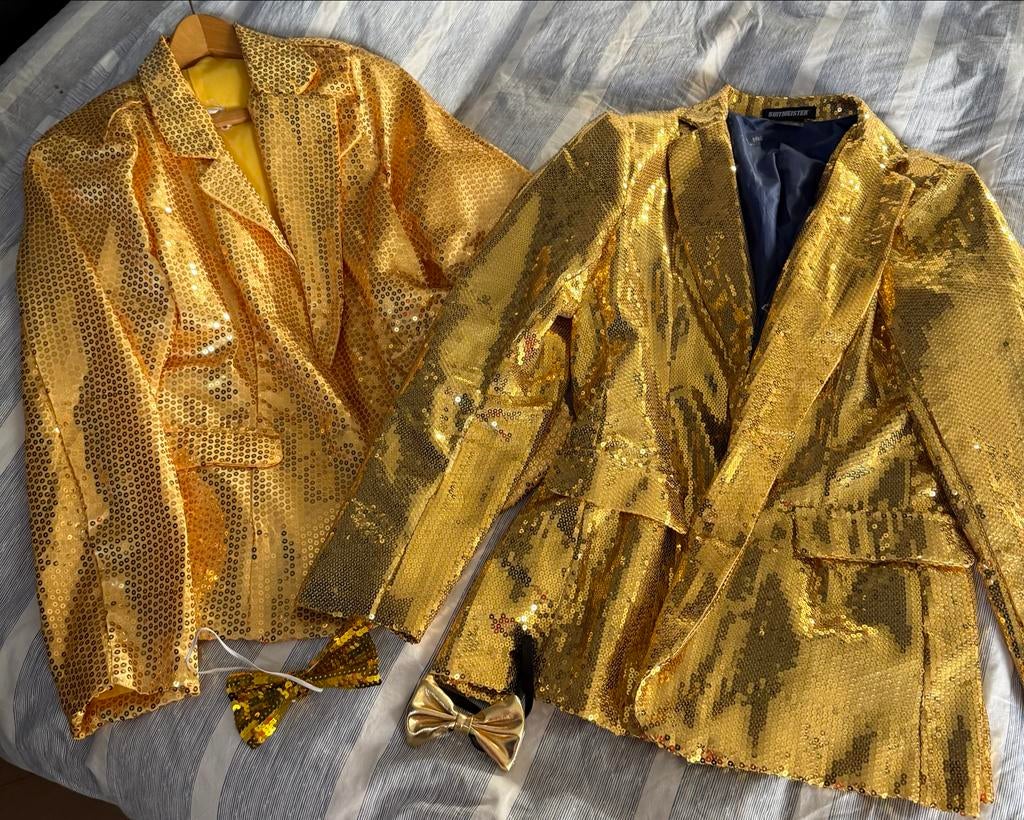Gouden colbertjes - Dames maat 44 (valt als 42) en Heren maa, Kleding | Heren, Kostuums en Colberts, Ophalen of Verzenden, Zo goed als nieuw