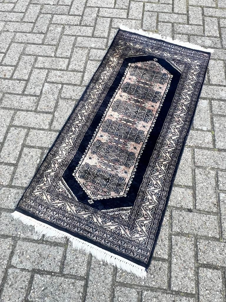 Vintage Perzisch Tapijt - Gewassen Handgeknoopt /, Gebruikt, 100 tot 150 cm, Zwart, Rechthoekig