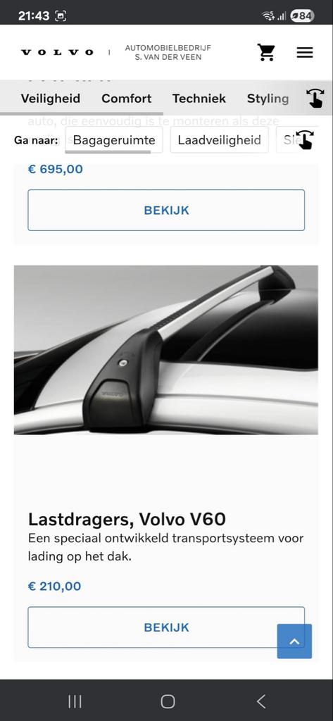 Nieuwe Volvo V60 lastdragers (ouder type), Auto diversen, Ophalen, Nieuw