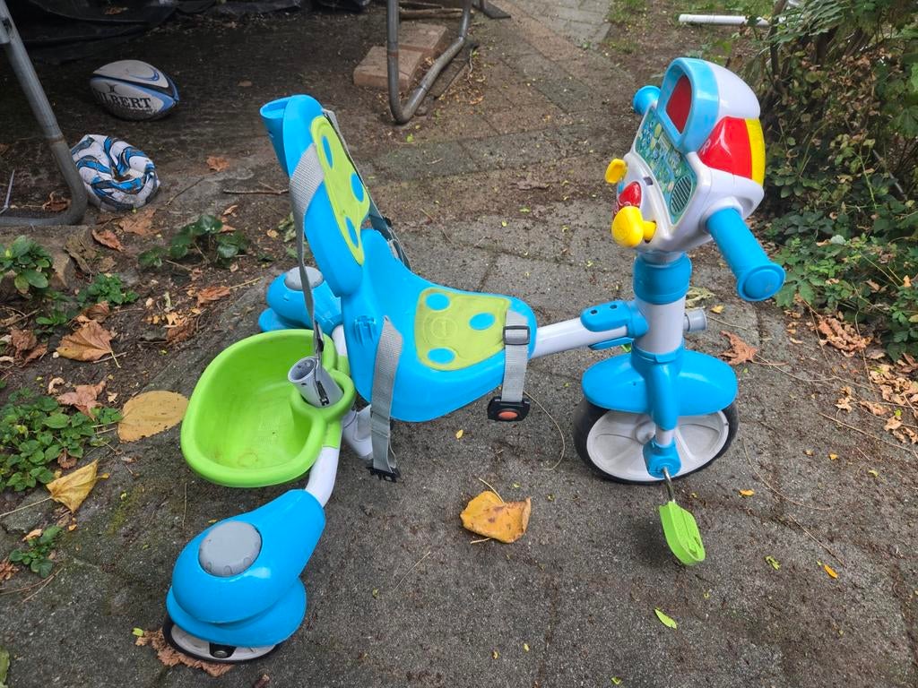 Blauwe driewieler met duwstang, Ophalen of Verzenden