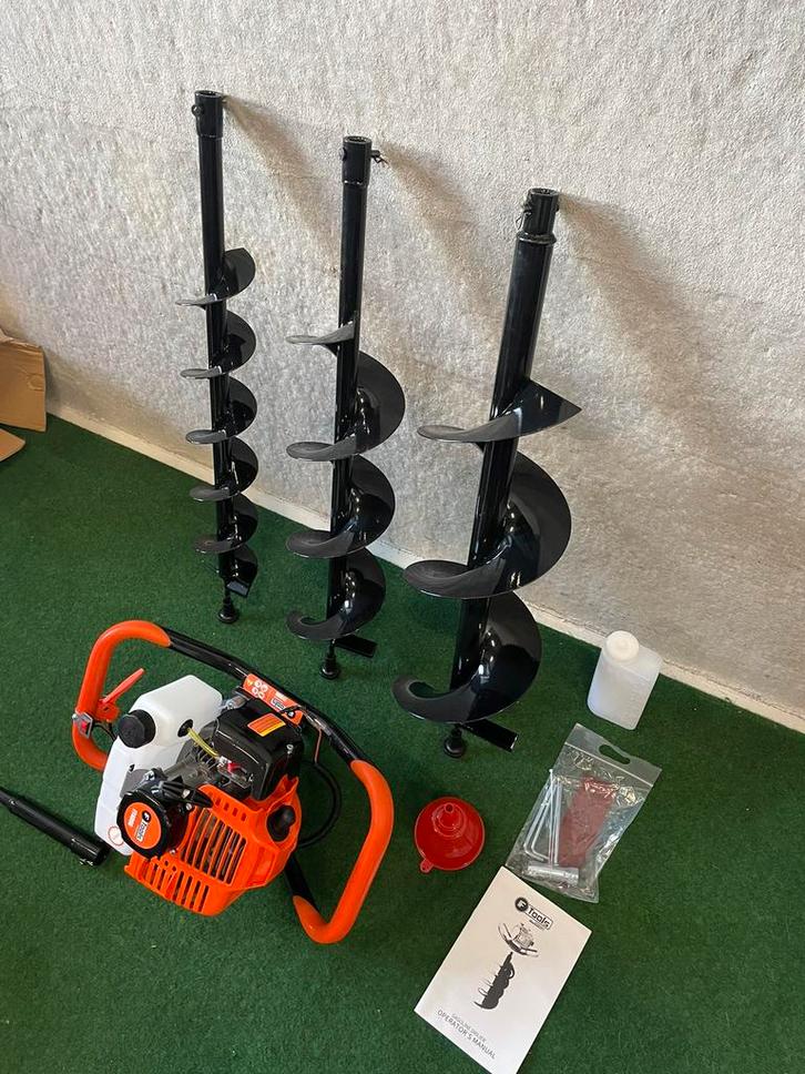 Nieuwe F-Tools benzine grondboor met 3 boren en verlengstuk, Tuin en Terras, Hand-tuingereedschap, Nieuw, Ophalen
