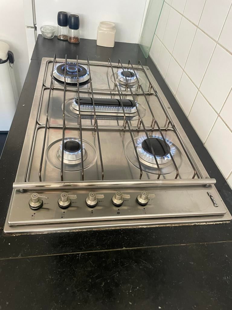 SMEG Inbouw Gaskookplaat 86x50 cm - 5 Pitten, Witgoed en Apparatuur, Kookplaten, Gebruikt, Ophalen of Verzenden, Inbouw, Gas