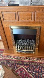 Klassieke elektrische haard met kolen-effect en messing oml, Ophalen, Gebruikt, Vrijstaande haard, Elektrische haard