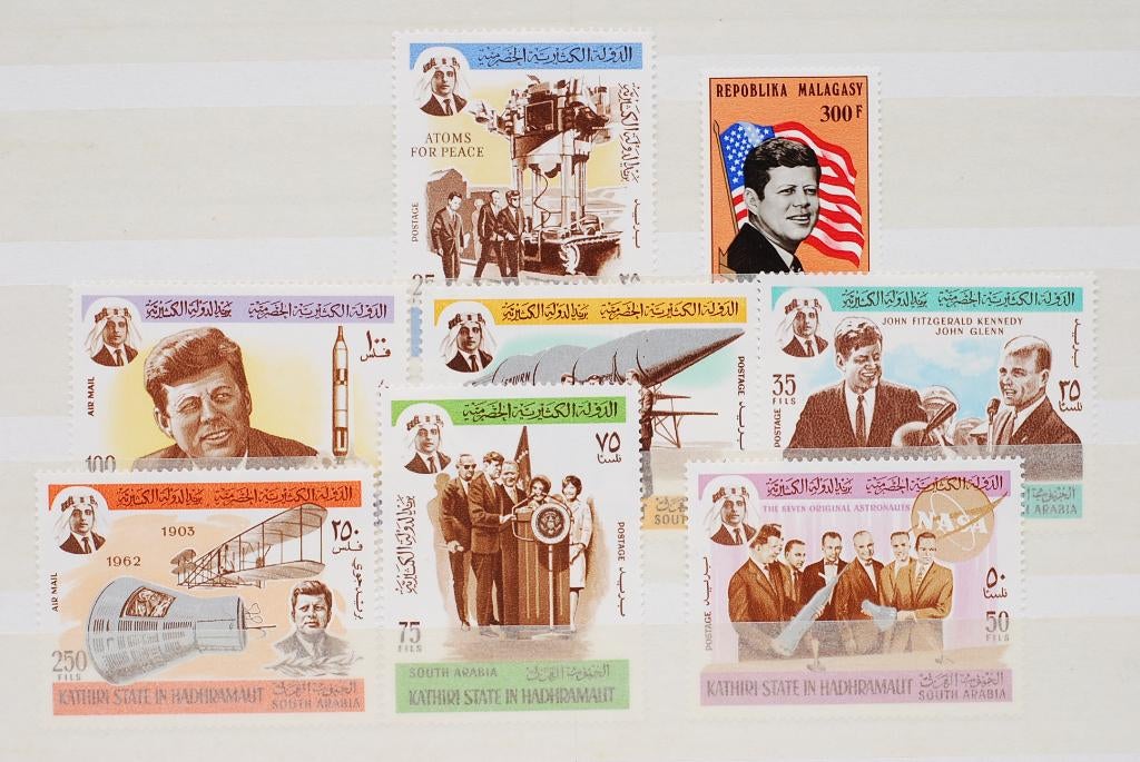 John F. Kennedy postzegels - JFK Kathiri Hadhramaut 1967, Postzegels en Munten, Postzegels | Amerika, Verzenden, Postfris, Noord-Amerika