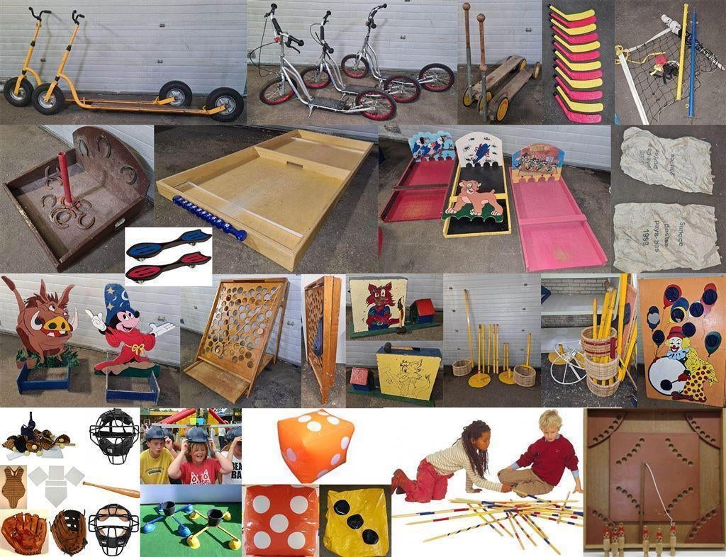 Heel Veel SPORT EN SPEL ARTIKELEN - geschikt voor verhuur., Hobby en Vrije tijd, Feestartikelen, Gebruikt, Versiering, Abraham of Sarah