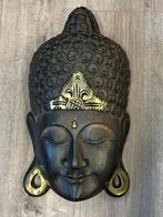 Handgesneden houten Boeddhamasker uit Bali - Bruin/Goud, Ophalen of Verzenden, Zo goed als nieuw