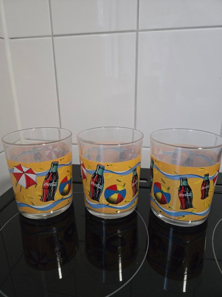 Coca Cola Glazen - Beach Thema, Huis en Inrichting, Keuken | Servies, Glas of Glazen, Ophalen of Verzenden, Overige stijlen, Glas