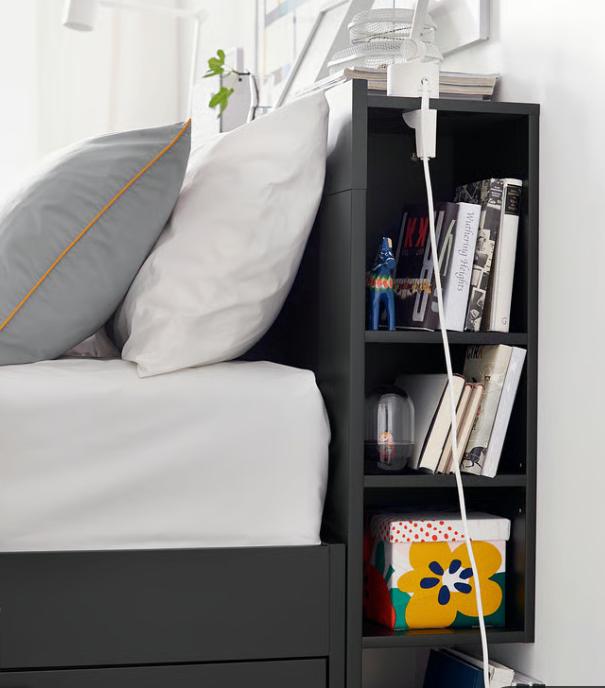 Bedeinde BRIMNES IKEA, Huis en Inrichting, Ophalen, Gebruikt, Zwart, Tweepersoons