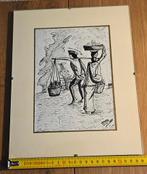 Gave prent lijst 24x30cm vintage gesigneerd SAMBAL jaren '80, Antiek en Kunst, Ophalen of Verzenden