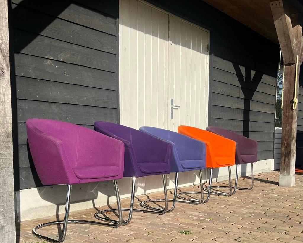 Artifort Megan stoelen, 5 stuks, René Holten, Gebruikt, Overige kleuren, Metaal, Vijf, Zes of meer stoelen