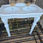Antieke dubbele wastafel 112x60 cm op twee poten, Ophalen, Gebruikt, Wastafel