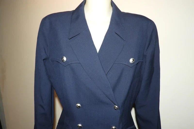 Thierry Mugler 2 delig vintage pak wikkel rok jasje drukkers, Maat 38/40 (M), Kostuum of Pak, Zo goed als nieuw, Mugler