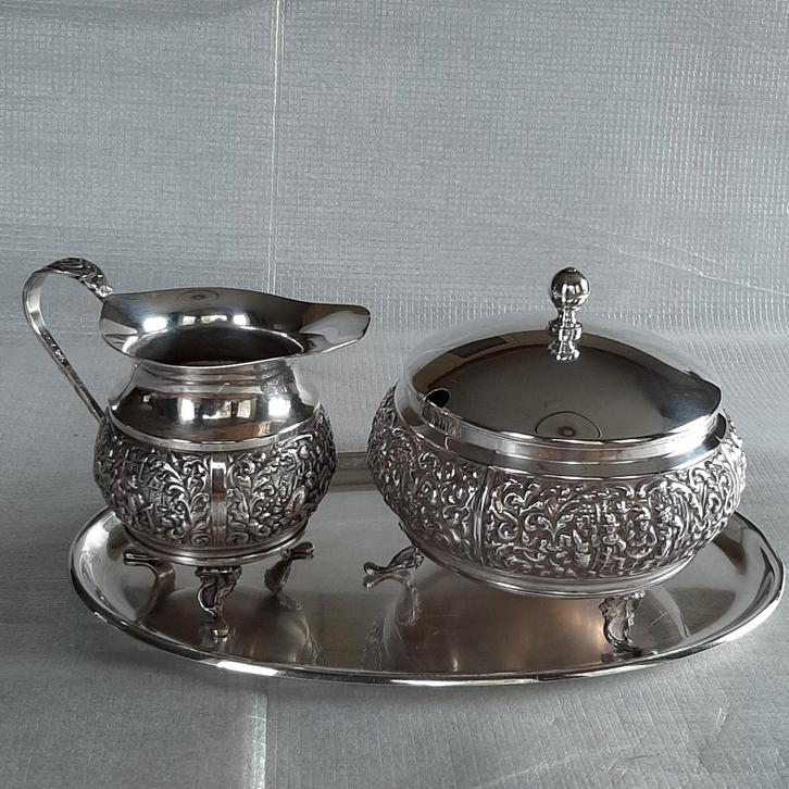 Roomstel Douwe Egberts zwaar verzilverd gemerkt, Antiek en Kunst, Antiek | Keukenbenodigdheden, Ophalen