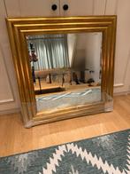 Authentieke vierkante spiegel (1x1m) met gouden lijst, Ophalen, 100 tot 150 cm, Vierkant, Zo goed als nieuw