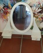 Witte Spiegel op standaard (met 2 kleine kastjes), Gebruikt, Ophalen of Verzenden, Minder dan 100 cm, Ovaal