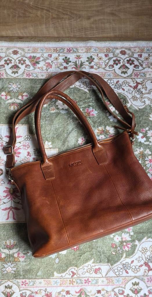 Mooie leren luiertas, MOZZ, Kinderen en Baby's, Luiertassen, Ophalen of Verzenden, Zo goed als nieuw, Schoudertas