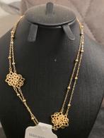 Gouden kleur ketting met twee bloemhangers, Sieraden, Tassen en Uiterlijk, Kettingen, Nieuw, Ophalen of Verzenden, Goud, Overige materialen