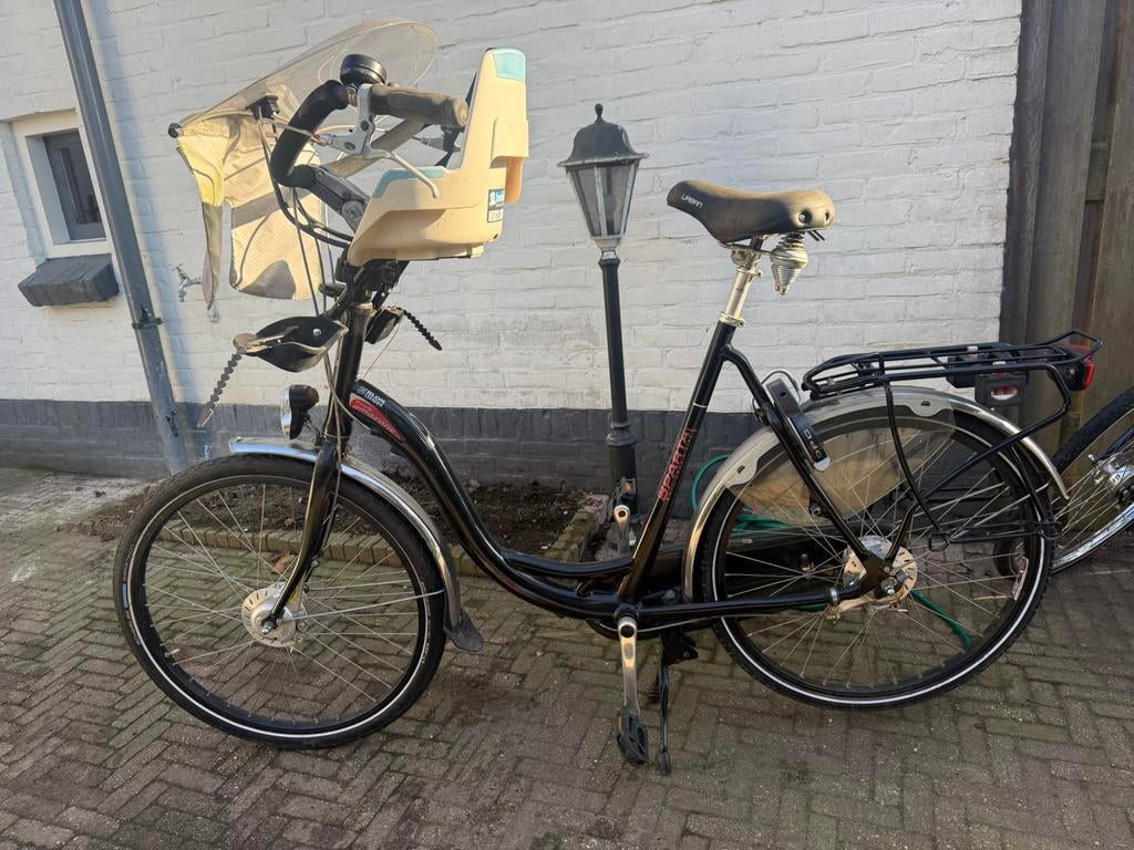 Nette mamafiets met kinderzitje., Fietsen en Brommers, Ophalen, 1 zitje, Gebruikt, Overige merken