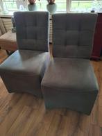 Grijs/blauw stoelen, ecoleer, microleder, 2st op wielen, Ophalen, Gebruikt, Twee, Overige kleuren