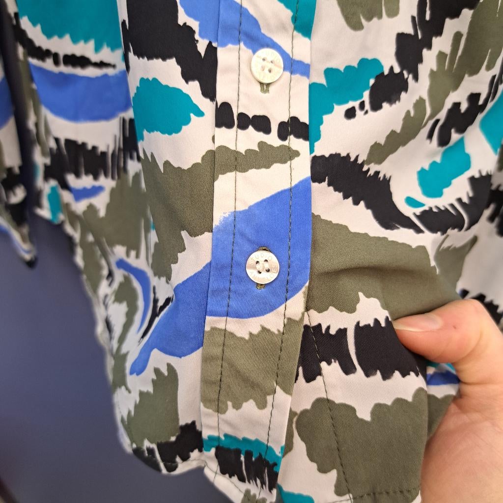 Studio Anneloes travelstof blouse blauw groen mt M art 50008, Maat 38/40 (M), Studio Anneloes, Blauw, .