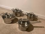 4-delige BK pannenset - RVS met glazen deksels, Ophalen, Gebruikt, Inductieplaat, Pannenset