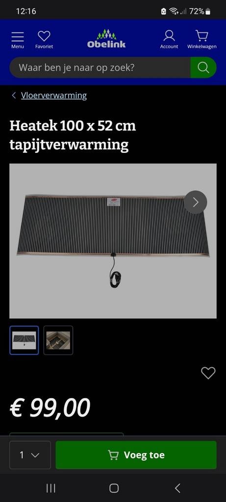 Vloerkleed verwarming, Ophalen of Verzenden