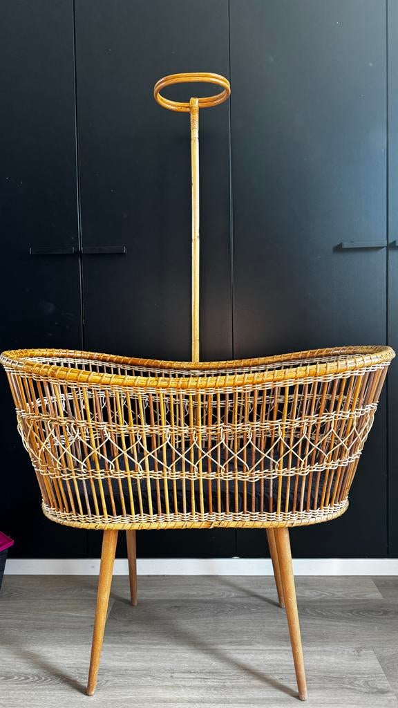 Rotan Wiegje met Hemelstok - Vintage Stijl, Kinderen en Baby's, Babywiegjes en Ledikanten, Ophalen, Gebruikt, Wieg
