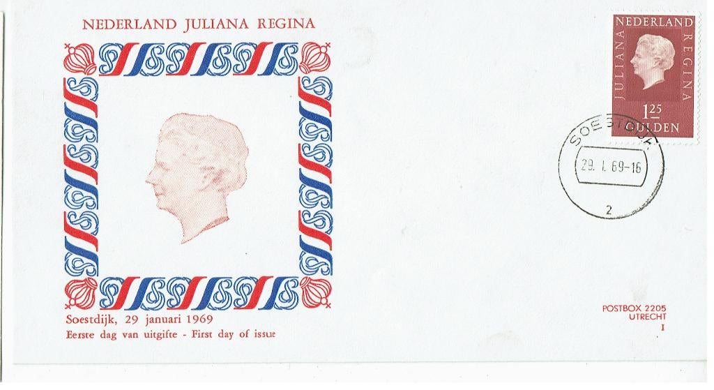 Nederland 1969 Koningin Juliana Oranje 1, Postzegels en Munten, Brieven en Enveloppen | Nederland, Verzenden, Envelop