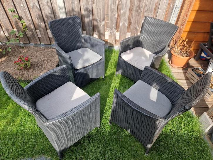 4x Wicker tuinstoelen met kussens, Tuin en Terras, Tuinstoelen, Gebruikt, Wicker, Ophalen