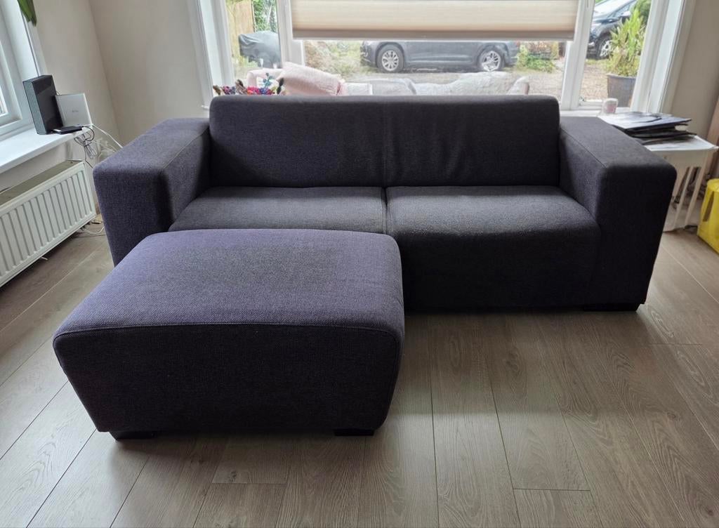 Montel bank met poef, donkergrijs/zwart, Ophalen, 125 cm of meer, 125 cm of meer, Zo goed als nieuw
