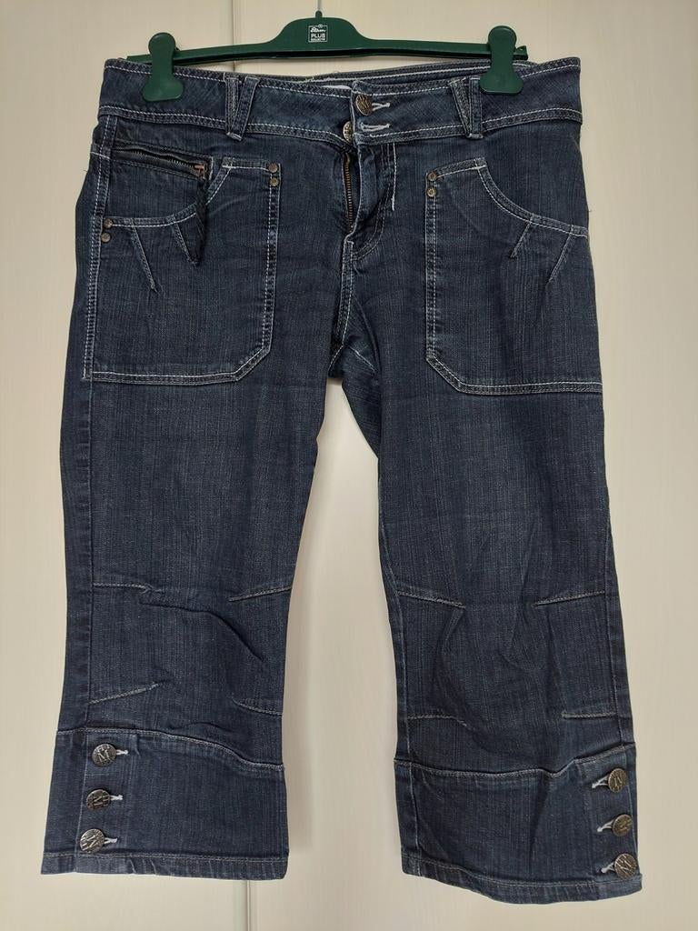 Blauwe capri jeans spijkerbroek Miss Etam Maat 44, Blauw, Maat 42/44 (L), Ophalen of Verzenden, Zo goed als nieuw