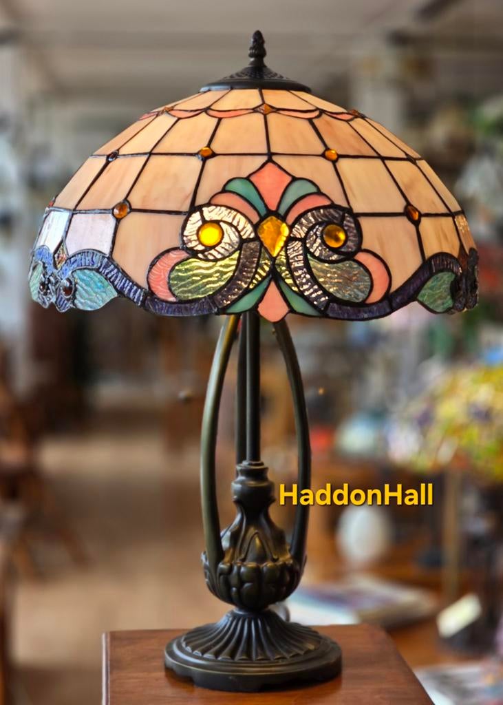 Tafellamp Tiffany, handgemaakt van echt glas, Ophalen of Verzenden, Nieuw, Glas, Minder dan 50 cm