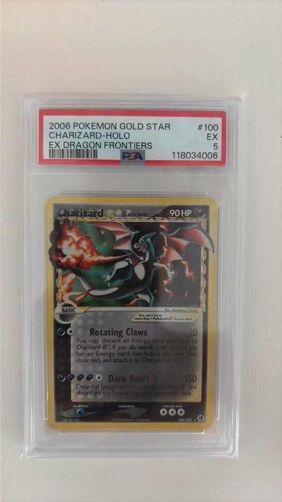Gold Star Charizard 100/101 PSA 5 – EX Dragon Frontiers, Hobby en Vrije tijd, Verzamelkaartspellen | Pokémon, Zo goed als nieuw