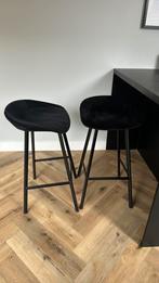 2x Kick zwarte velvet barkrukken 70cm hoog, 60 tot 90 cm, Ophalen of Verzenden, Zo goed als nieuw, Metaal